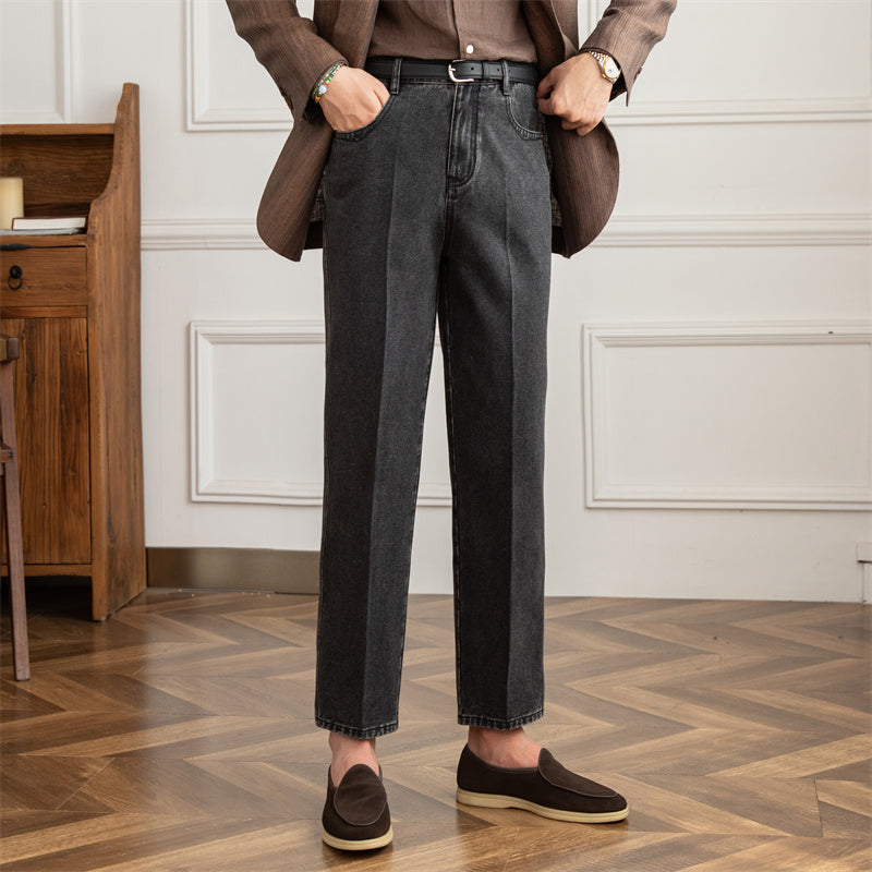 High Waisted Straight Leg Denim Pants Italien Style