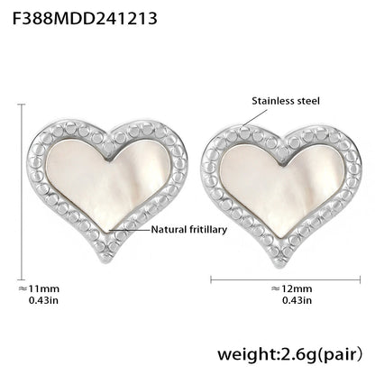 Stainless Steel Natural Fritillary Heart Necklace