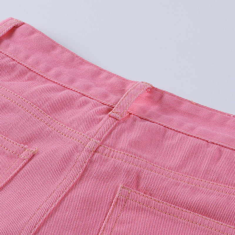 Women's High Waist Ripped Straight Wide Leg Jeans