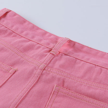 Women's High Waist Ripped Straight Wide Leg Jeans