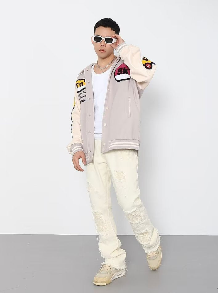 Men's And Women's Fashionable Frayed Hem Ripped Jeans