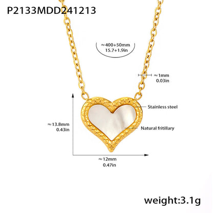 Stainless Steel Natural Fritillary Heart Necklace