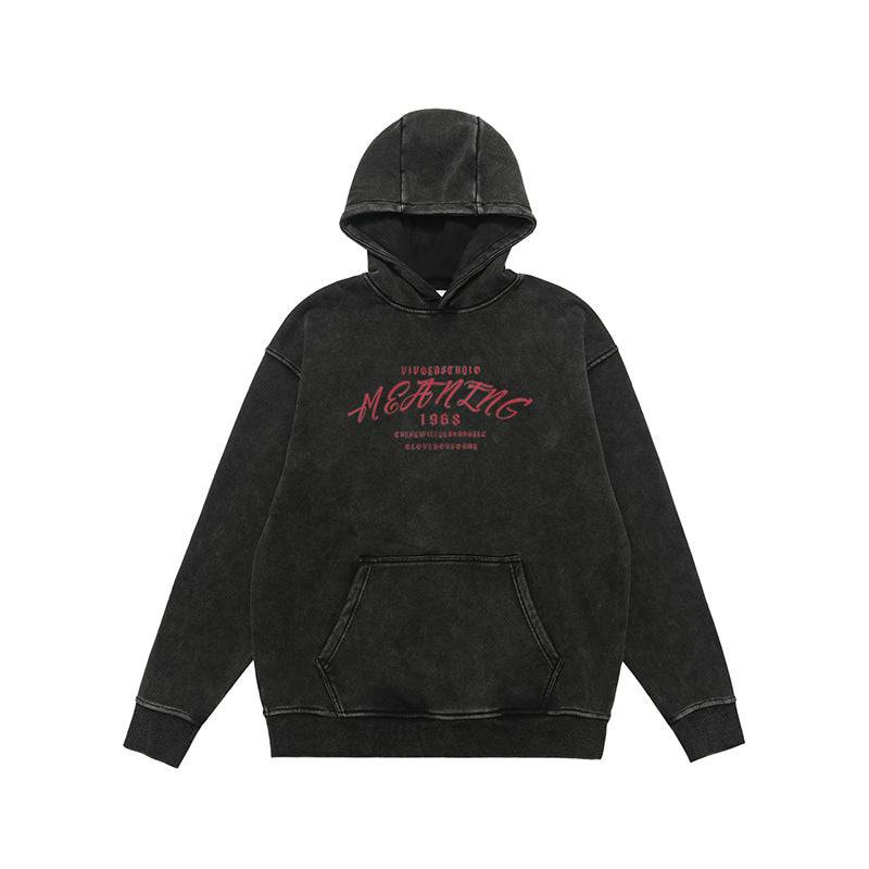 American Street Letter Printed Washed Distressed Sweater