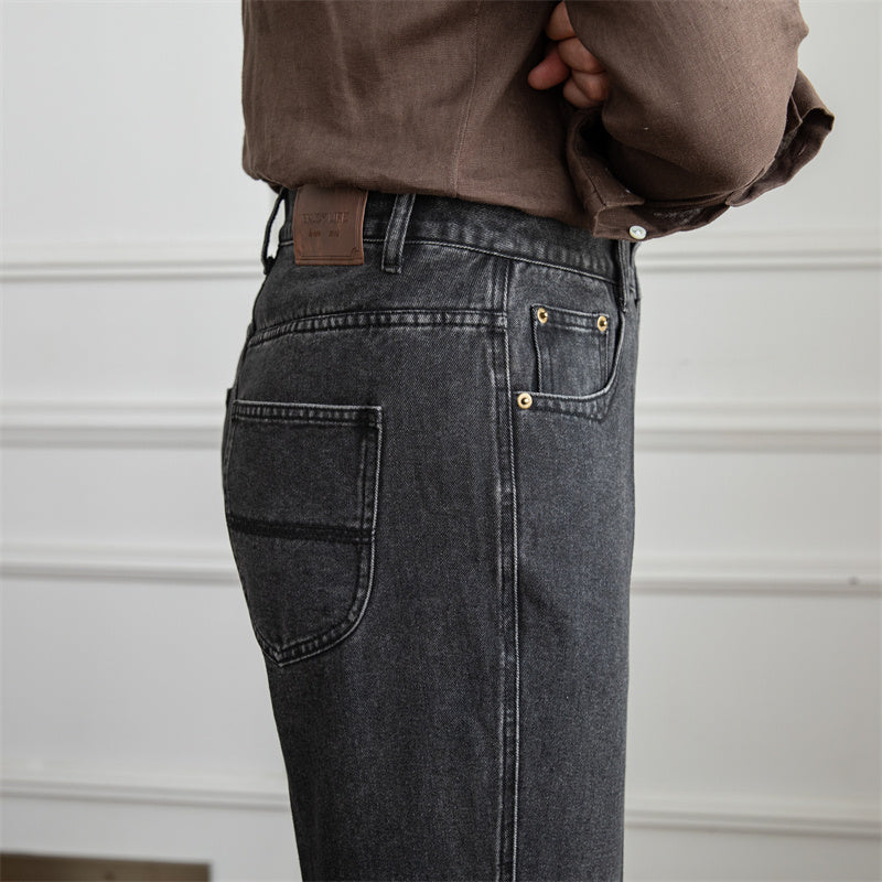 High Waisted Straight Leg Denim Pants Italien Style