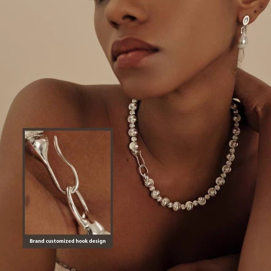 Brushed Beaded Necklace Temperament Clavicle Chain